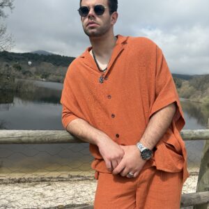 Camisa Teja Efecto Capa – Algodón Tipo Lino