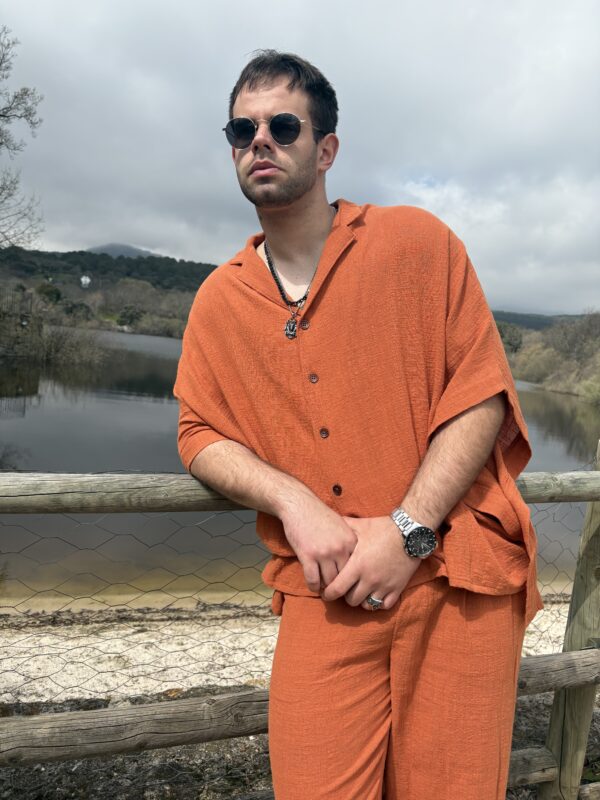 Camisa Teja Efecto Capa – Algodón Tipo Lino