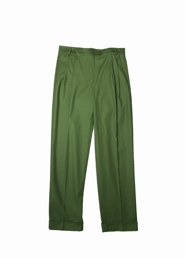 Pantalón Verde Oliva de Algodón – Pinzas y Cierre Cruzado - Imagen 6