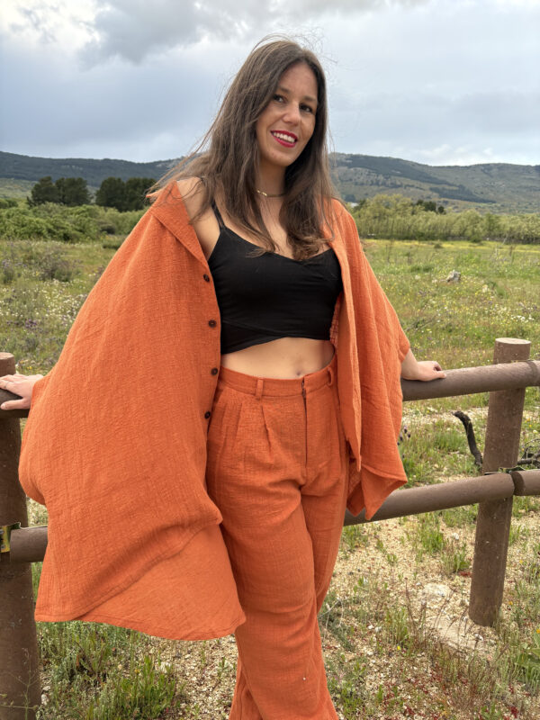 Camisa Teja Efecto Capa – Algodón Tipo Lino - Imagen 2